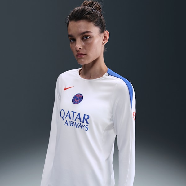 Haut de foot en maille à col ras-du-cou Nike Dri-FIT Total 90 Paris Saint-Germain Strike 3e tenue pour femme - Blanc