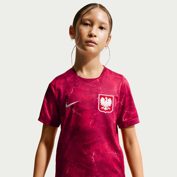 Haut de foot Replica Nike Dri-FIT Pologne 2026 Stadium Extérieur pour ado - Rouge