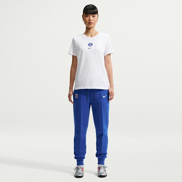 Pantalon de jogging taille mi-haute Nike Football Paris Saint-Germain Tech Fleece pour femme - Bleu