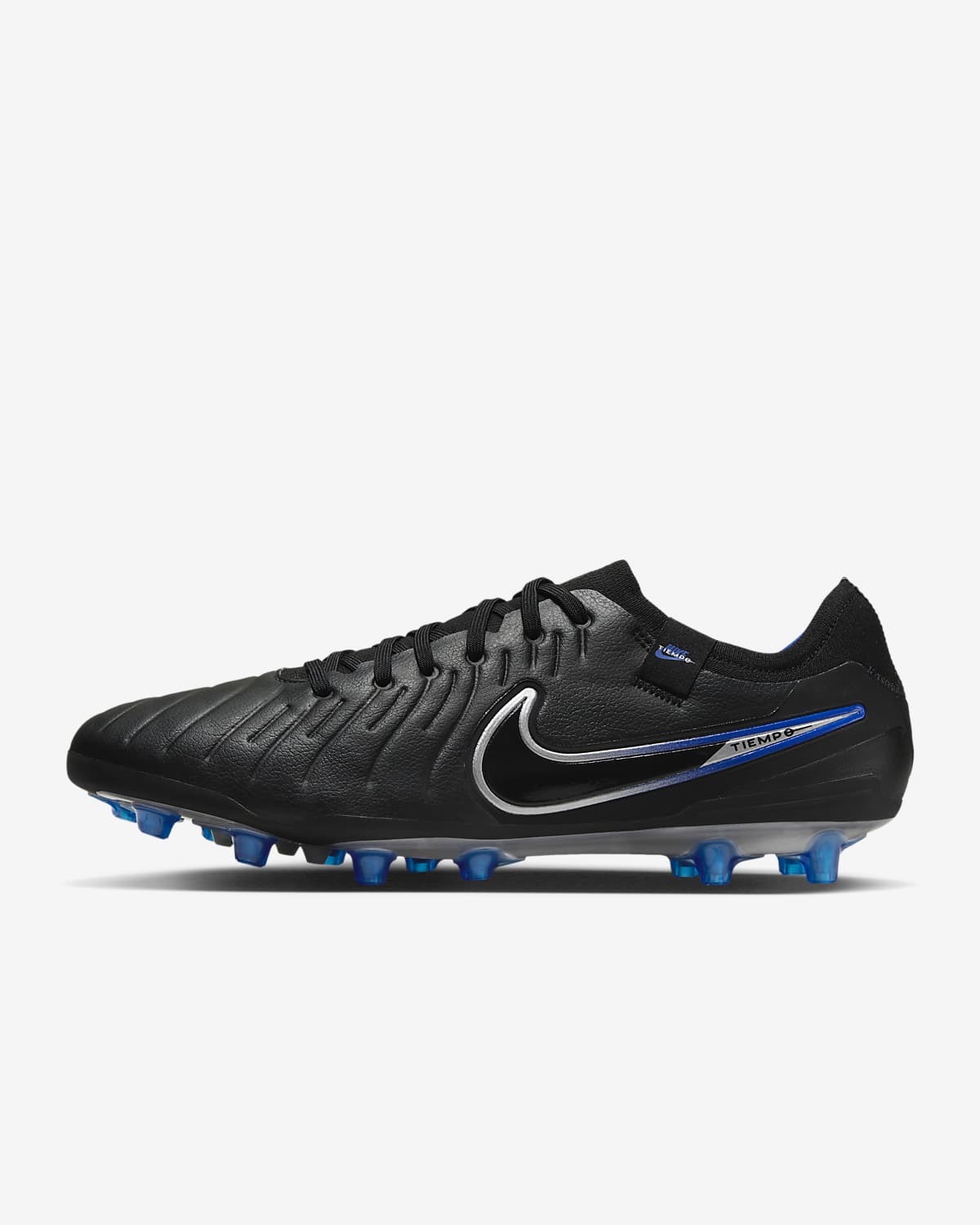 Black and blue nike tiempo best sale