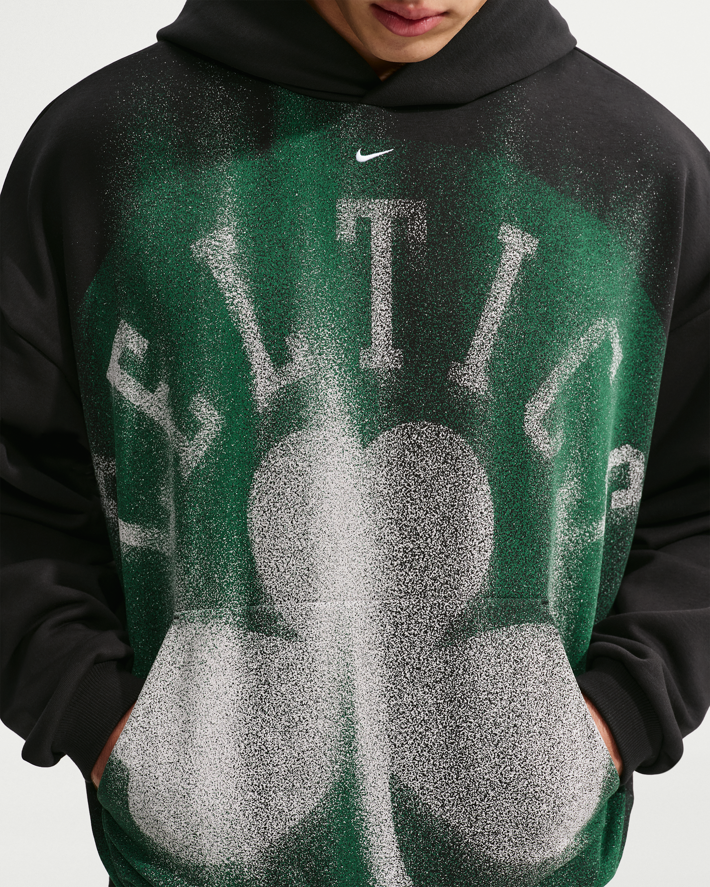 Boston Celtics Standard Issue Men's Fleece Basketball Hoodie - Black/White - View 3