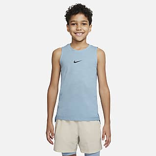 Nike Dri-FIT Yoga Prenda para la parte superior estampada sin mangas para niño talla grande