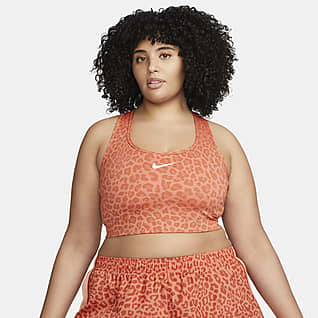 Nike Dri-FIT Swoosh Bra deportivo estampado sin almohadilla de media sujeción talla grande para mujer