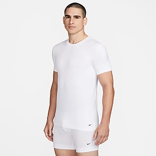 Nike Dri-FIT Essential Cotton Stretch Camiseta interior con cuello redondo y ajuste entallado para hombre (paquete de 2)