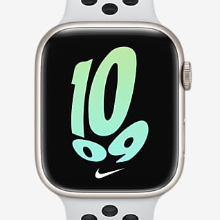 Apple Watch Series 7 (GPS) 搭配 Nike 运动表带 45 毫米星光色铝金属表壳