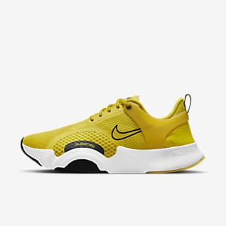 grey and neon yellow nike shoes