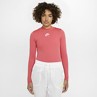 nike air ribbed high neck light beige long sleeve top