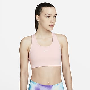 Nike Swoosh สปอร์ตบราผู้หญิงซัพพอร์ตระดับกลางมีแผ่นฟองน้ำ 1 ชิ้น