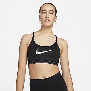 Nike Dri-FIT Indy Gepolsterter Sport-BH mit leichtem Halt und Grafik für Damen