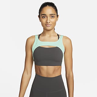 Nike Yoga Dri-FIT Indy Sutiã de desporto de suporte ligeiro canelado e sem almofadas para mulher