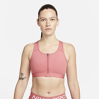 Nike Dri-FIT Swoosh Bra deportivo con cierre al frente y almohadilla de media sujeción para mujer