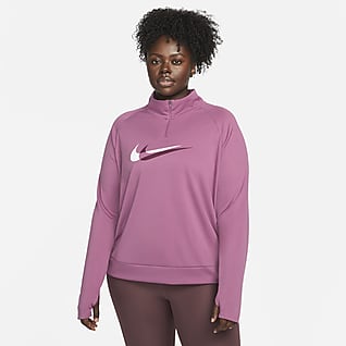 Nike Dri-FIT Swoosh Run Løbemellemlag med 1/4 lynlås til kvinder (plus size)