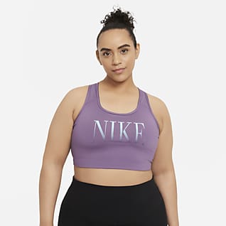 Nike Dri-FIT Swoosh Women's Medium-Support Non-Padded Graphic Sports Bra (Plus Size)