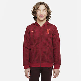 Liverpool FC Felpa in fleece con cappuccio e zip a tutta lunghezza - Ragazzi