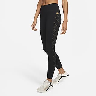 Nike Dri-FIT One Luxe 7/8-Tights mit mittelhohem Bund und Print für Damen