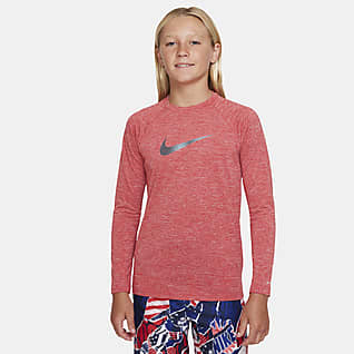 Nike Heather Big Kids' (Boys') Long-Sleeve Hydroguard Swim Shirt
