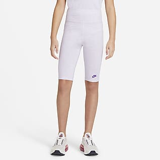 Nike Sportswear Cykelshorts med hög midja 23 cm för ungdom (tjejer)