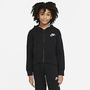 Nike Sportswear Club Fleece Mikina s kapucí a dlouhým zipem pro větší děti (dívky)