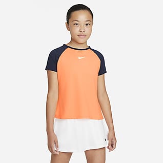 NikeCourt Dri-FIT Victory Kısa Kollu Genç Çocuk (Kız) Tenis Üstü