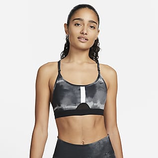 Nike Dri-FIT Indy Brassière de sport rembourrée à maintien léger et imprimé intégral pour Femme