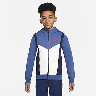 Nike Sportswear Flísová mikina s kapucí a zipem po celé délce pro větší děti (chlapce)