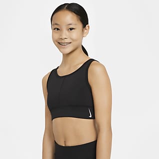 Nike Swoosh Luxe Спортивное бра с удлиненной конструкцией для девочек школьного возраста