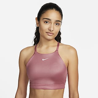 Nike Dri-FIT Indy Shine Enyhe tartást adó, magas nyakú női sportmelltartó kétrészes betéttel