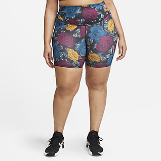 Nike Dri-FIT One Icon Clash Shorts de entranamiento estampados de 18 cm de tiro medio para mujer (talla grande)