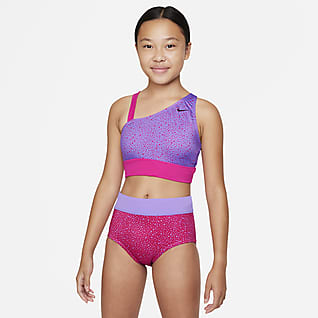 Nike Water Dots Big Kids' (Girls') Asymmetrical Top & High Waist Bikini Set