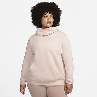 Nike Sportswear Sudadera con capucha de tejido Fleece con cuello en embudo para mujer (talla grande)
