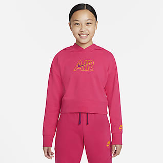 Nike Air เสื้อมีฮู้ดเอวลอยผ้าเฟรนช์เทรีเด็กโต (หญิง)