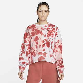 Nike Sportswear Oversized fleece-tröja med tie-dye och rund hals för kvinnor