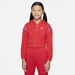 Nike Air Hosszú cipzáras, kapucnis francia frottír pulóver nagyobb gyerekeknek (lányoknak)
