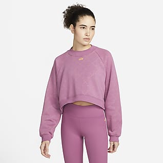 Nike Kort fleece-sweatshirt Novelty med rund hals för kvinnor