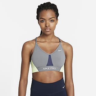 Nike Pro Dri-FIT Indy Damski stanik sportowy w kontrastowych kolorach z wkładką zapewniający lekkie wsparcie