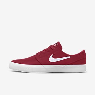 red nike slip on shoes