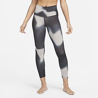 Nike Yoga Dri-FIT Leggings i 7/8-längd med hög midja och tryck för kvinnor
