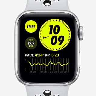 Apple Watch Nike SE (GPS + Mobilfunk) mit Nike Sportarmband 44-mm-Aluminium-Gehäuse in Silver