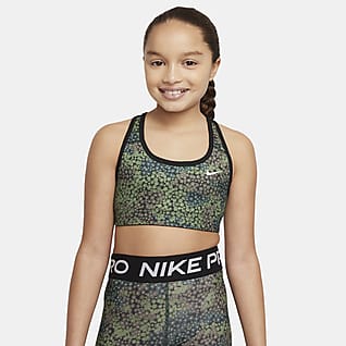 Nike Dri-FIT Swoosh Спортивное двустороннее бра с принтом для девочек школьного возраста