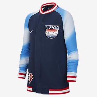 Brooklyn Nets Showtime Langærmet Nike Dri-FIT NBA-jakke til større børn