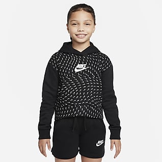 Nike Sportswear Fleecehettegenser med trykk til store barn (jente)