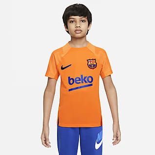 FC Barcelona Strike Kortærmet Nike Dri-FIT-fodboldtrøje til større børn