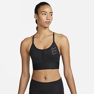 Nike Sportswear Dri-FIT Indy Gepolsterter Longline-Sport-BH mit leichtem Halt für Damen