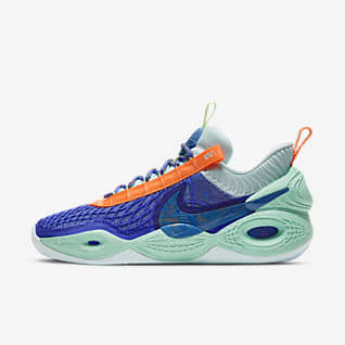 2 different colored basketball shoes