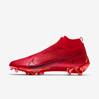 gold and red football cleats