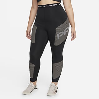 Nike Pro Dri-FIT Leggings con gráfico de cintura alta de 7/8 para mujer (talla grande)