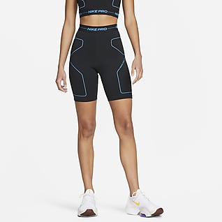 Nike Pro Dri-FIT Trainingsshorts met hoge taille voor dames (18 cm)