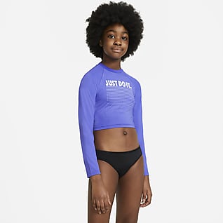 Nike JDI Big Kids' (Girls') Long-Sleeve Cropped Hydroguard Swim Shirt