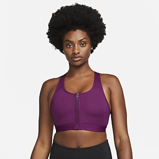 Nike Dri-FIT Swoosh Brassière de sport rembourrée à maintien normal avec zip avant pour Femme