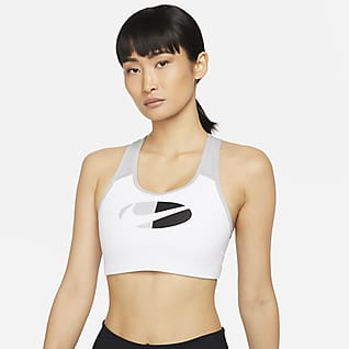 Nike Dri-FIT Swoosh Sport-BH mit mittlerem Halt und einteiligem Polster und Blockfarben für Damen